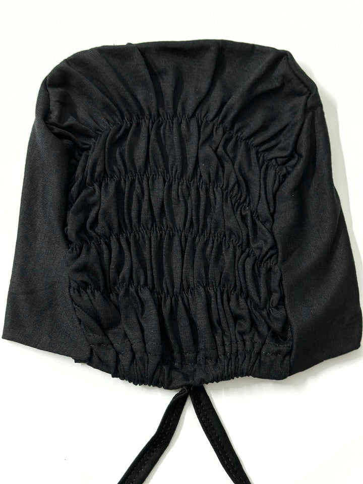 Premium Tie-Back Hijab Cap - Black